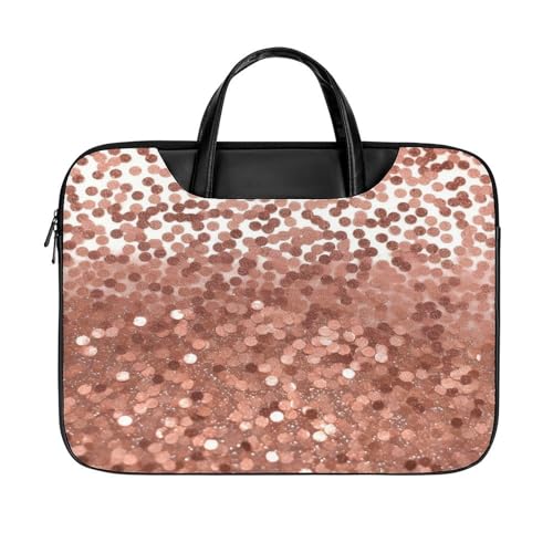 LFDSYEOQ Laptop-Aktentasche aus Leder, Vogel mit Blumen, 40,6 cm (16 Zoll), Kuriertasche, Computertasche für Büro, Arbeit, Reisen, Roségold Glitzer, 42x32cm von LFDSYEOQ