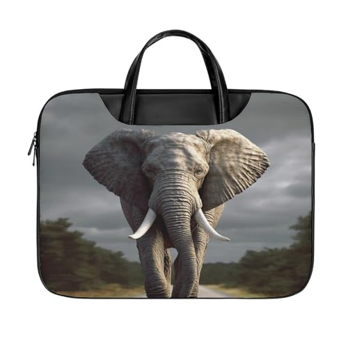 LFDSYEOQ Laptop-Aktentasche aus Leder, Weihnachtsmann, 40,6 cm (16 Zoll), Kuriertasche, Computertasche für Büro, Arbeit, Reisen, 3D-Elefant, 42x32cm von LFDSYEOQ