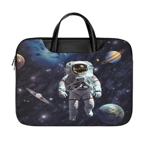 LFDSYEOQ Laptop-Aktentasche aus Leder, Weltraum, Astronaut, 40,6 cm, Kuriertasche, Computertasche für Büro, Arbeit, Reisen, Astronaut, 42x32cm von LFDSYEOQ