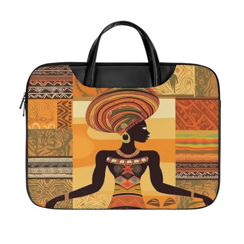 LFDSYEOQ Laptop-Aktentasche aus Leder, afrikanische Frau, 40,6 cm, Kuriertasche, Computertasche für Büro, Arbeit, Reisen, Afrikanische Frau, 42x32cm von LFDSYEOQ