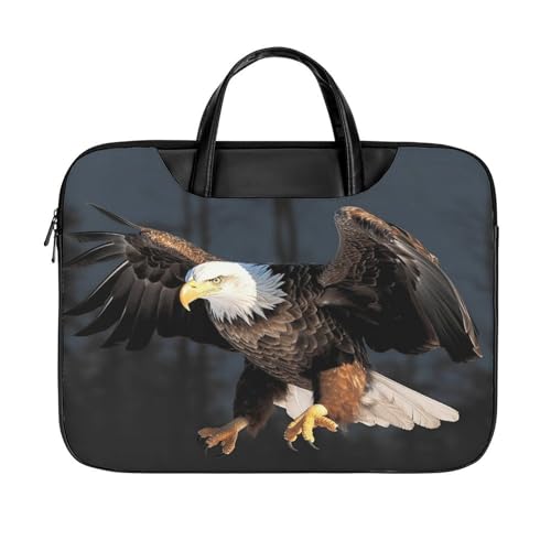 LFDSYEOQ Laptop-Aktentasche aus Leder, französische Bulldogge, 40,6 cm, Kuriertasche, Computertasche für Büro, Arbeit, Reisen, 3D Weißkopfadler, 42x32cm von LFDSYEOQ