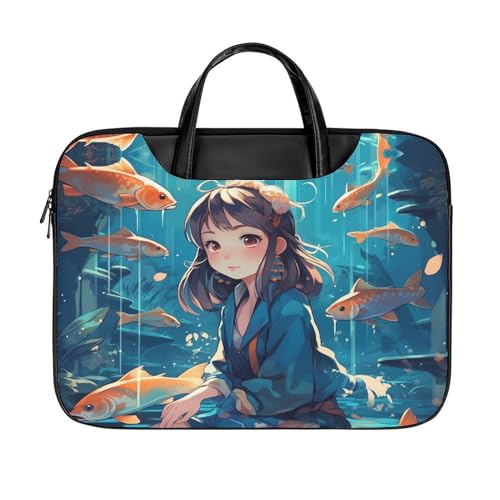 LFDSYEOQ Laptop-Aktentasche aus Leder, schönes kleines Mädchen, 40,6 cm (16 Zoll), Kuriertasche, Computertasche für Büro, Arbeit, Reisen, Schönes kleines Mädchen, 42x32cm von LFDSYEOQ