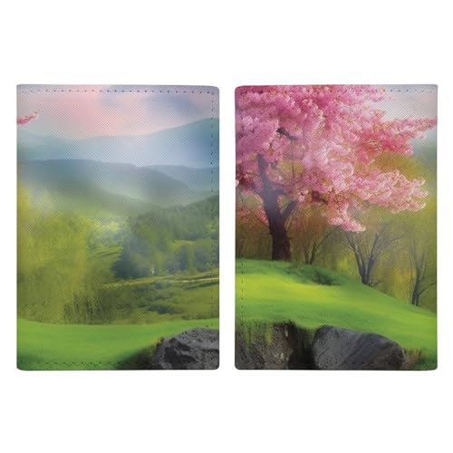 LFDSYEOQ Reisepasshülle aus Leder, Frühlingslandschaft, Reisedokumente, Organizer, Schutz mit Kreditkartenfächern für Damen/Herren, Frühlingslandschaft, 20.3x13.8cm von LFDSYEOQ