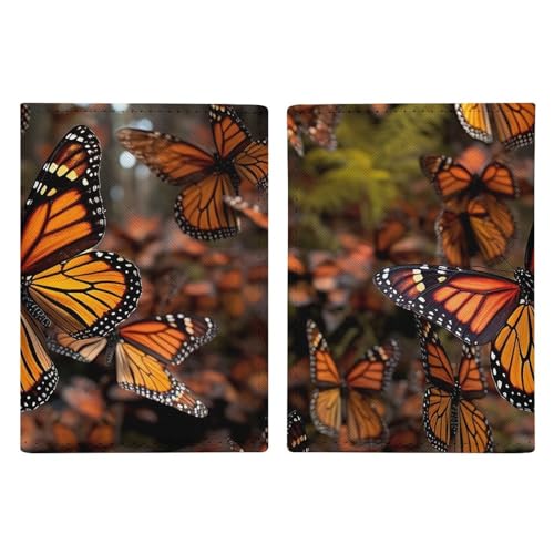LFDSYEOQ Reisepasshülle aus Leder, Motiv: Monarch-Schmetterlinge, Reisedokumente, Organizer, Schutz mit Kreditkartenfächern für Damen/Herren, Monarch-Schmetterlinge, 20.3x13.8cm von LFDSYEOQ