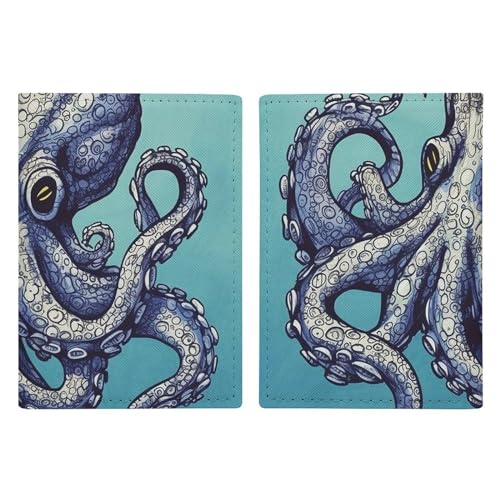 LFDSYEOQ Reisepasshülle aus Leder, Oktopus-Design, Reisedokumente, Organizer, Schutz mit Kreditkartenfächern für Damen/Herren, Oktopus-Design, 20.3x13.8cm von LFDSYEOQ