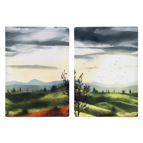 LFDSYEOQ Reisepasshülle aus Leder, Querformat, Reisedokumente, Organizer, Schutz mit Kreditkartenfächern für Damen/Herren, Landschaft, 20.3x13.8cm von LFDSYEOQ