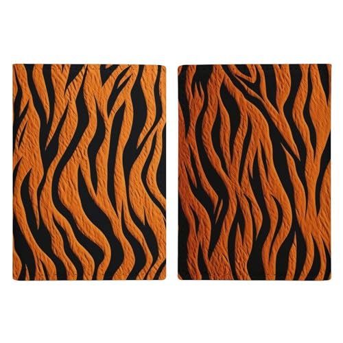 LFDSYEOQ Reisepasshülle aus Leder, Tigerstreifen, Orange, Reisedokumente, Organizer, Schutz mit Kreditkartenfächern für Damen/Herren, Tiger Stripes Orange, 20.3x13.8cm von LFDSYEOQ