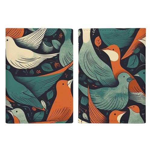 LFDSYEOQ Reisepasshülle aus Leder, Vogelbeflockung, Reisedokumente, Organizer, Schutz mit Kreditkartenfächern für Damen/Herren, Vogelherde, 20.3x13.8cm von LFDSYEOQ