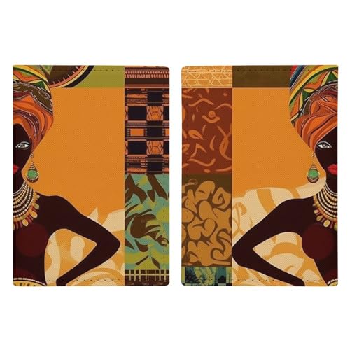 LFDSYEOQ Reisepasshülle aus Leder, afrikanische Frau, Reisedokumente, Organizer, Schutz mit Kreditkartenfächern für Damen/Herren, Afrikanische Frau, 20.3x13.8cm von LFDSYEOQ