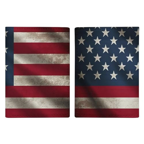 LFDSYEOQ Reisepasshülle aus Leder, amerikanische Flagge, Reisedokumente, Organizer, Schutz mit Kreditkartenfächern für Damen/Herren, US-Flagge, 20.3x13.8cm von LFDSYEOQ