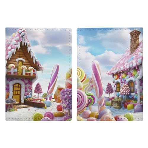 LFDSYEOQ Reisepasshülle aus Leder, für Süßigkeitenhaus, Reisedokumente, Organizer, Schutz mit Kreditkartenfächern für Damen/Herren, Candy House, 20.3x13.8cm von LFDSYEOQ