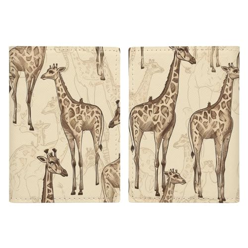 LFDSYEOQ Reisepasshülle aus Leder, handgezeichnete Giraffen, Reisedokumente, Organizer, Schutz mit Kreditkartenfächern für Damen/Herren, Handgezeichnete Giraffen, 20.3x13.8cm von LFDSYEOQ