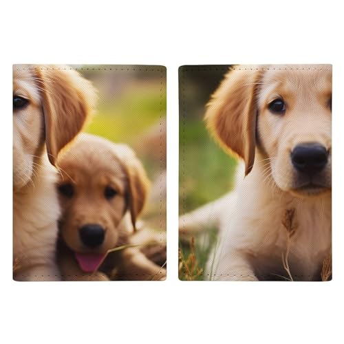 LFDSYEOQ Reisepasshülle aus Leder, niedlicher Golden Retriever, Welpe, Reisedokumente, Organizer, Schutz mit Kreditkartenfächern für Damen/Herren, Niedlicher Golden Retriever-Welpe, 20.3x13.8cm von LFDSYEOQ