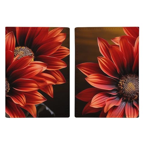 LFDSYEOQ Reisepasshülle aus Leder, rote Sonnenblume, Reisedokumente, Organizer, Schutz mit Kreditkartenfächern für Damen/Herren, Rote Sonnenblume, 20.3x13.8cm von LFDSYEOQ