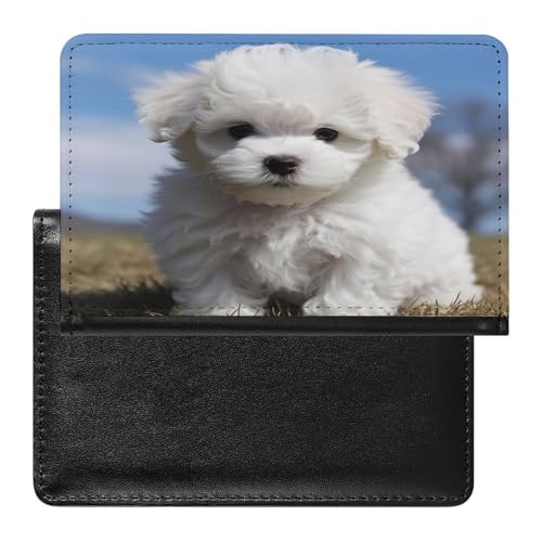 LFDSYEOQ Reisepasshülle aus Polyurethan, Amerika-Flagge und Adler, Reisedokumente, Organizer mit Kreditkartenfächern, für Damen/Herren, Bichon Frisé Hund, Einheitsgröße, Minimalistisch von LFDSYEOQ