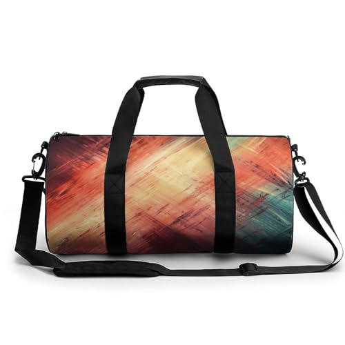 Sporttasche für Damen und Herren, Dusk Tropical Beach Palm zylindrische Reisetasche mit verstellbaren Riemen für Reisen, Sport, Workout, Abstrakte Kunst, 45x23x23CM, Reisetasche von LFDSYEOQ