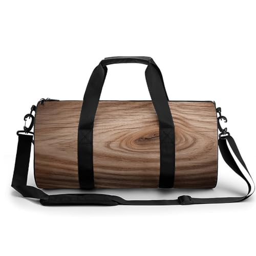 Sporttasche für Damen und Herren, Holzmaserung, zylindrische Reisetasche mit verstellbaren Riemen für Reisen, Sport, Workout, Holzmaserung, 45x23x23CM, Reisetasche von LFDSYEOQ