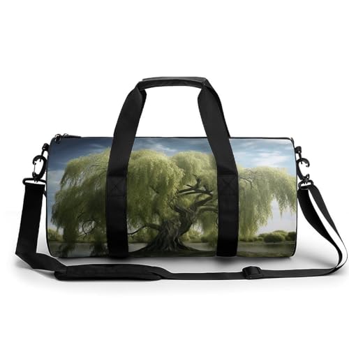 Sporttasche für Damen und Herren, zylindrische Reisetasche mit verstellbaren Riemen für Reisen, Sport, Workout, baum, 45x23x23CM, Reisetasche von LFDSYEOQ