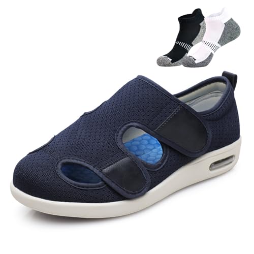 Diabetes-Schuhe mit weicher Sohle, leicht, stützend, breit und bequem für ältere Menschen(Blue,42EU) von LFFTBK