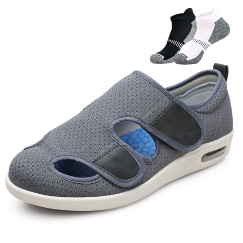 Diabetes-Schuhe mit weicher Sohle, leicht, stützend, breit und bequem für ältere Menschen(Gray,43EU) von LFFTBK