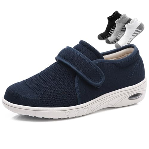 LFFTBK Diabetiker-Schuhe, Geeignet FüR Geschwollene FüßE Mit Klettverschluss Breiter Gesundheitspantoffeln(Blue,41EU) von LFFTBK
