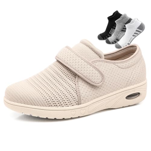 LFFTBK Diabetiker-Schuhe, Geeignet FüR Geschwollene FüßE Mit Klettverschluss Breiter Gesundheitspantoffeln(White,42EU) von LFFTBK