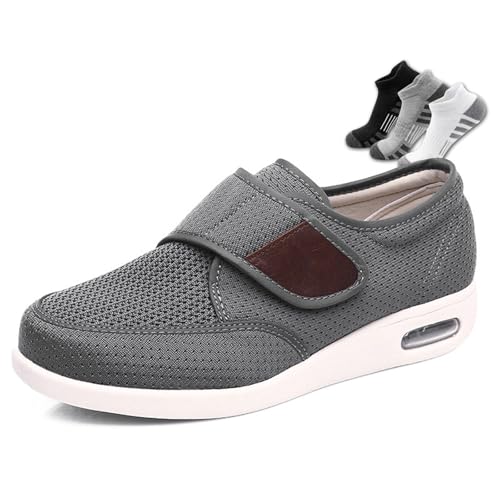 LFFTBK Diabetiker Schuhe Breiter,rutschfest Atmungsaktiv Herren Gesunde Schuhe FüR Geschwollene FüßE(Gray,48 EU) von LFFTBK