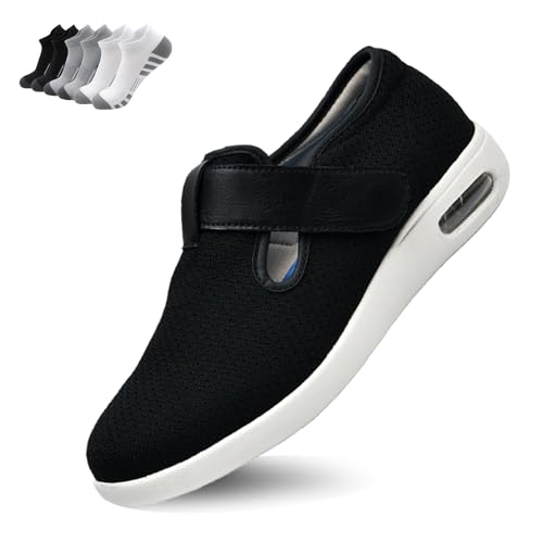 LFFTBK Diabetiker-Vertiefungsschuhe mit breiter Schaftorthese für empfindliche Füße(Black,39 EU) von LFFTBK