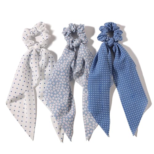 LFOUVRE Haargummis mit Schleife, geknotete Schleifen, elastischer Haarschal, Haarbänder, Satin-Haarbänder, Haargummis, Schal, Haargummis, Pferdeschwanz-Halter für Frauen und Mädchen, 3 Stück LFOUVRE Haargummis mit Schleife, geknotete Schleifen, elastischer Haarschal, Haarbänder, Satin-Haarbänder, Haargummis, Schal, Haargummis, Pferdeschwanz-Halter für Frauen und Mädchen, 3 Stück von LFOUVRE