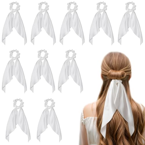 Satin-Haargummis mit Schleife – 10 Stück Haarschal-Haargummis, Schleifen-Haarbänder, elastische Pferdeschwanz-Halter, weiche Haarbänder für Frauen und Mädchen, sanftes Haarzubehör für alle Haartypen Satin-Haargummis mit Schleife – 10 Stück Haarschal-Haargummis, Schleifen-Haarbänder, elastische Pferdeschwanz-Halter, weiche Haarbänder für Frauen und Mädchen, sanftes Haarzubehör für alle Haartypen von LFOUVRE