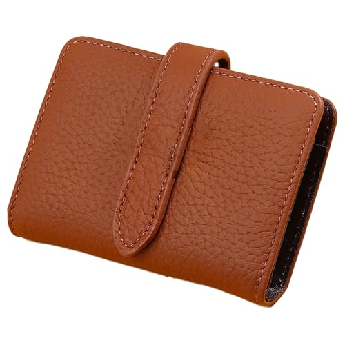 LFWATAXY Damen PU Leder Geldbörse Retro Litschi Muster Faltbare Brieftasche mit Mehrere Kartenfächer Münzbörse Luxus Hasp Clutch Große Kapazität Kurze Geldtasche für Karten und Münzen, Braun, Einfach von LFWATAXY