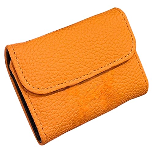 LFWATAXY RFID-blockierendes Kreditkartenetui aus PU-Leder für Damen, kompaktes Akkordeon-Kartenetui mit mehreren Fächern, kleine Schnalle, Münzbörse, Stein-Litschi-Muster, Ausweis-Organizer, Stil 2, von LFWATAXY