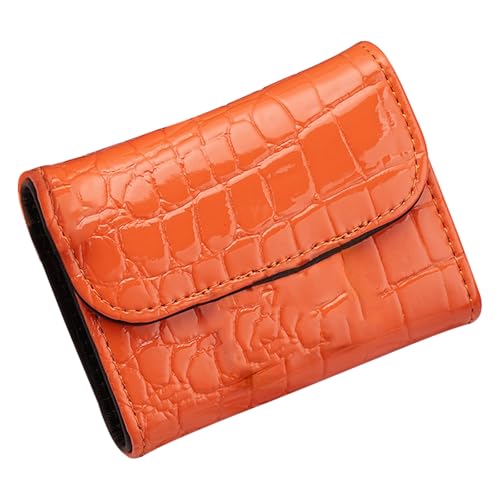 LFWATAXY RFID-blockierendes Kreditkartenetui aus PU-Leder für Damen, kompaktes Akkordeon-Kartenetui mit mehreren Fächern, kleine Schnalle, Münzbörse, Stein-Litschi-Muster, Ausweis-Organizer (Stil 5) von LFWATAXY