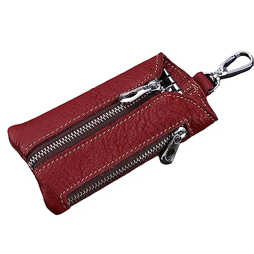 LFWATAXY Schlüsselhalter aus echtem Leder – 6 Haken mit Münzschicht – Schlüsselanhänger Abdeckung – Ridge Schlüsselhalter – Leder Auto Schlüsselanhänger Brieftasche Tasche Etui für Schlüsselanhänger von LFWATAXY