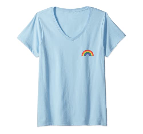 Damen Regenbogen Pocket Logo Shirt LGBT Flagge Pride Month Minimalist T-Shirt mit V-Ausschnitt Damen Regenbogen Pocket Logo Shirt LGBT Flagge Pride Month Minimalist T-Shirt mit V-Ausschnitt von LGBT Flag Gay Pride Month Transgender Rainbow Tees