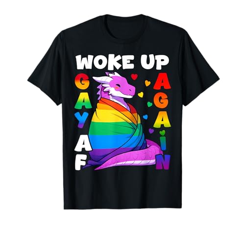 Dragon LGBTQ Gay Pride Woke Up Gay Again Rainbow Damen Herren T-Shirt Dragon LGBTQ Gay Pride Woke Up Gay Again Rainbow Damen Herren T-Shirt von LGBT Funny Dragon Rainbow Flag Gay Pride Men Women