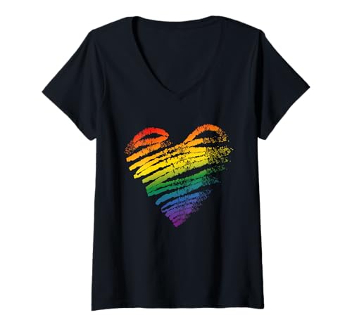 Damen LGBT Gay Pride Herzflaggen Monatsgeschenk T-Shirt mit V-Ausschnitt Damen LGBT Gay Pride Herzflaggen Monatsgeschenk T-Shirt mit V-Ausschnitt von LGBT Gay Pride Flag Co.