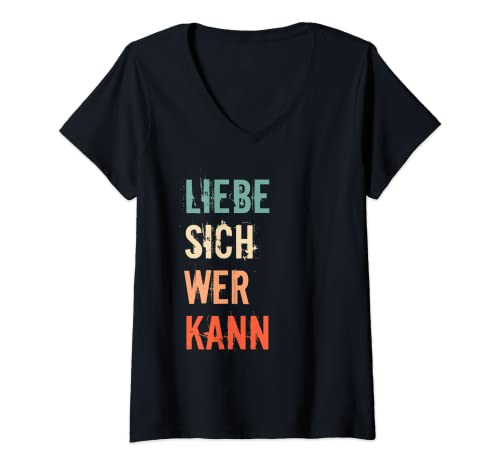 Damen Gay Pride LGBT LGBTQ schwul CSD Liebe sich wer kann T-Shirt mit V-Ausschnitt von LGBT Gay Pride Liebe sich wer kann