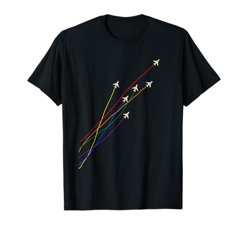 Flugzeuge in LGBT Regenbogen Farben Gay Lesbisch T-Shirt Flugzeuge in LGBT Regenbogen Farben Gay Lesbisch T-Shirt von LGBT Gay Pride Regenbogen Flagge Geschenk
