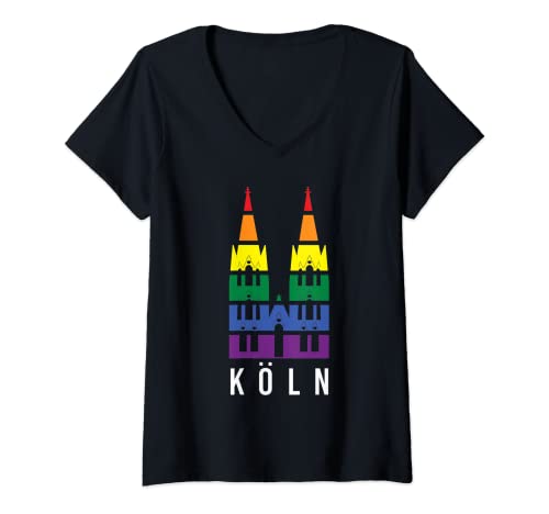 Damen LGBT Regenbogen Köln Gay CSD T-Shirt mit V-Ausschnitt Damen LGBT Regenbogen Köln Gay CSD T-Shirt mit V-Ausschnitt von LGBT LGBTQ Regenbogen Köln