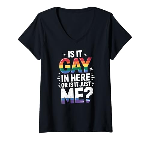 Damen LGBT Pride Month Gay | Ist es hier schwul oder bin es nur ich T-Shirt mit V-Ausschnitt Damen LGBT Pride Month Gay | Ist es hier schwul oder bin es nur ich T-Shirt mit V-Ausschnitt von LGBT Pride Celebration Apparel.USA