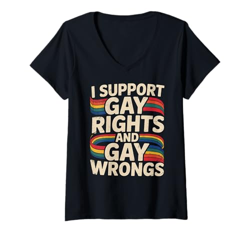 Damen LGBTQ Pride Month Gay | Lustige Unterstützung Homosexuell Rechte Gay Wrongs T-Shirt mit V-Ausschnitt Damen LGBTQ Pride Month Gay | Lustige Unterstützung Homosexuell Rechte Gay Wrongs T-Shirt mit V-Ausschnitt von LGBT Pride Celebration Apparel.USA