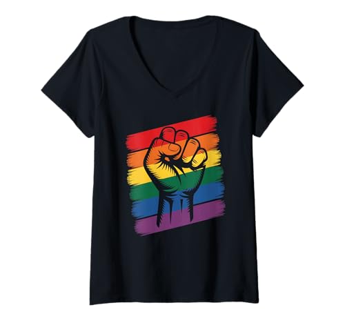 Damen Vintage LGBT Pride Month | LGBTQ Equality Rainbow Flag Pride T-Shirt mit V-Ausschnitt Damen Vintage LGBT Pride Month | LGBTQ Equality Rainbow Flag Pride T-Shirt mit V-Ausschnitt von LGBT Pride Celebration Apparel.USA