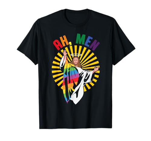 AH MEN Schwuler Jesus Pride Regenbogen Queer Homosexuell CSD Partykleidung LGBT T-Shirt von LGBT Pride Gay Lesbian Trans Queer CSD Apparel