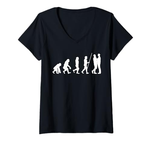 Damen Homo Gay Evolution Pride Rainbow Queer BI CSD Party LGBTQ+ T-Shirt mit V-Ausschnitt Damen Homo Gay Evolution Pride Rainbow Queer BI CSD Party LGBTQ+ T-Shirt mit V-Ausschnitt von LGBT Pride Gay Lesbian Trans Queer CSD Apparel