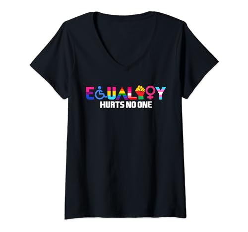 Damen Inklusive Gleichheit - Pride Rainbow Queer Lesbisch Gay LGBTQ+ T-Shirt mit V-Ausschnitt von LGBT Pride Gay Lesbian Trans Queer CSD Apparel