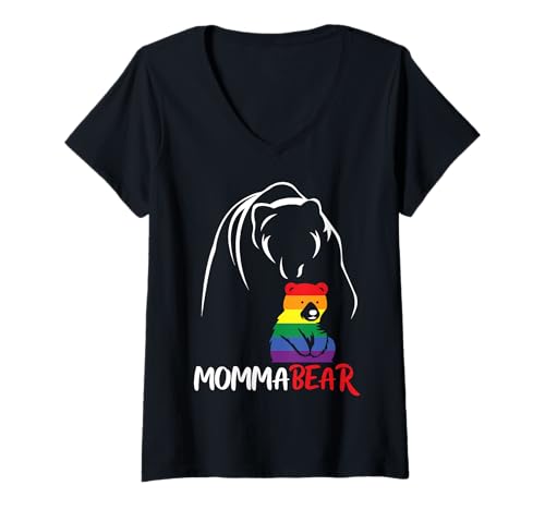 Damen Mama Bear Pride Regenbogenmutter Queer Schwule Lesbe CSD LGBTQ+ T-Shirt mit V-Ausschnitt Damen Mama Bear Pride Regenbogenmutter Queer Schwule Lesbe CSD LGBTQ+ T-Shirt mit V-Ausschnitt von LGBT Pride Gay Lesbian Trans Queer CSD Apparel