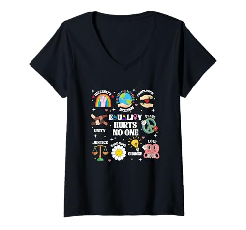 Damen Equality Hurts No One Equal Rights Pride LGBTQ Human Rights T-Shirt mit V-Ausschnitt von LGBT Pride Gay Month