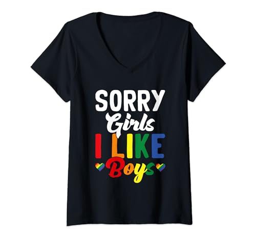 Damen Sorry Girls I Like Boys Pride Month LGBTQ Schwul Bisexuell T-Shirt mit V-Ausschnitt Damen Sorry Girls I Like Boys Pride Month LGBTQ Schwul Bisexuell T-Shirt mit V-Ausschnitt von LGBT Pride Month Gifts
