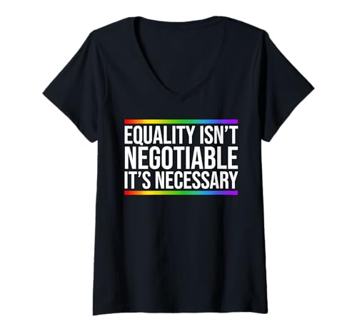 Damen Gleichheit ist nicht verhandelbar, es ist notwendig, LGBTQ Pride Rainbow T-Shirt mit V-Ausschnitt Damen Gleichheit ist nicht verhandelbar, es ist notwendig, LGBTQ Pride Rainbow T-Shirt mit V-Ausschnitt von LGBT Pride Month Transgender Trans Flag Rainbow